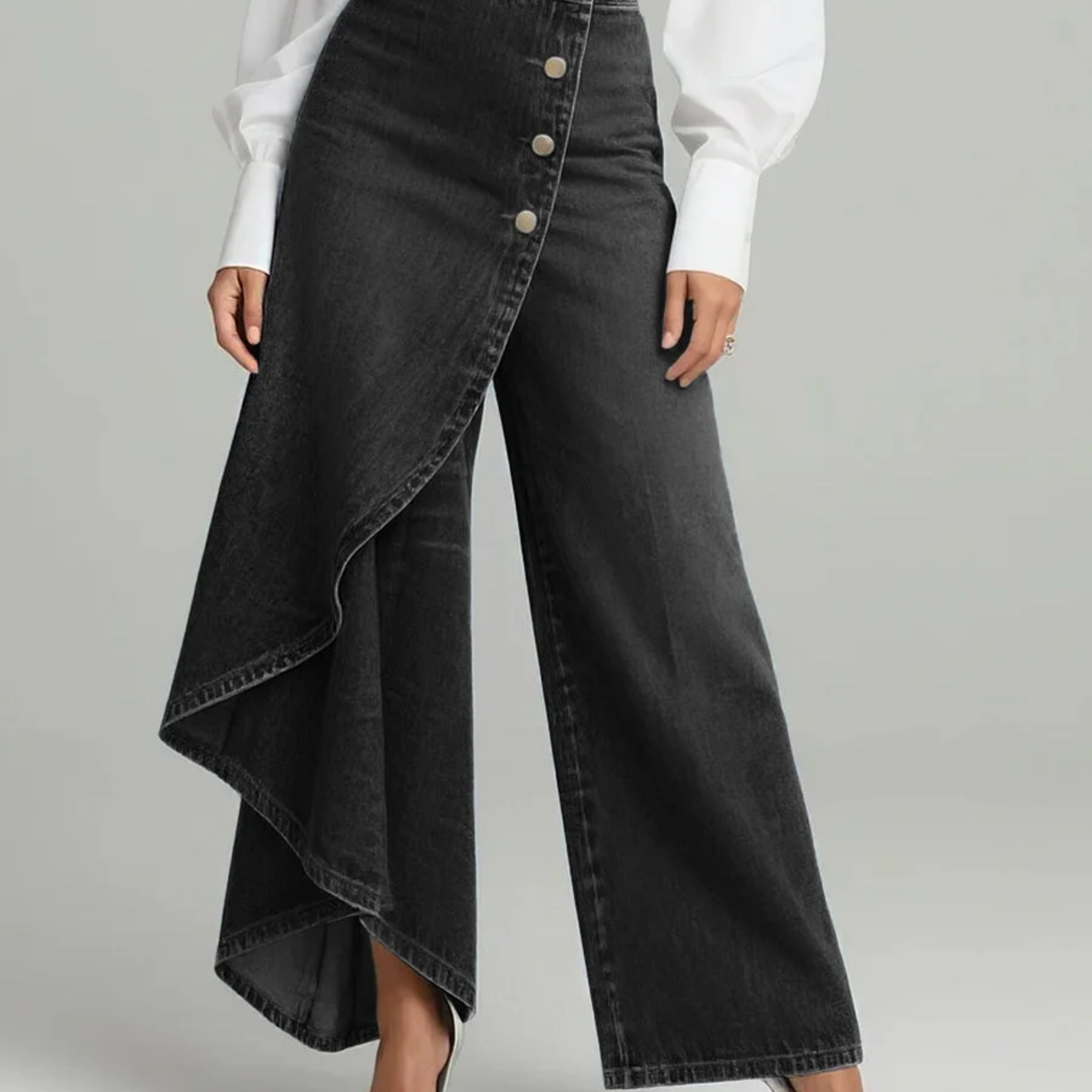 Calvra | Denim Wrap Trousers
