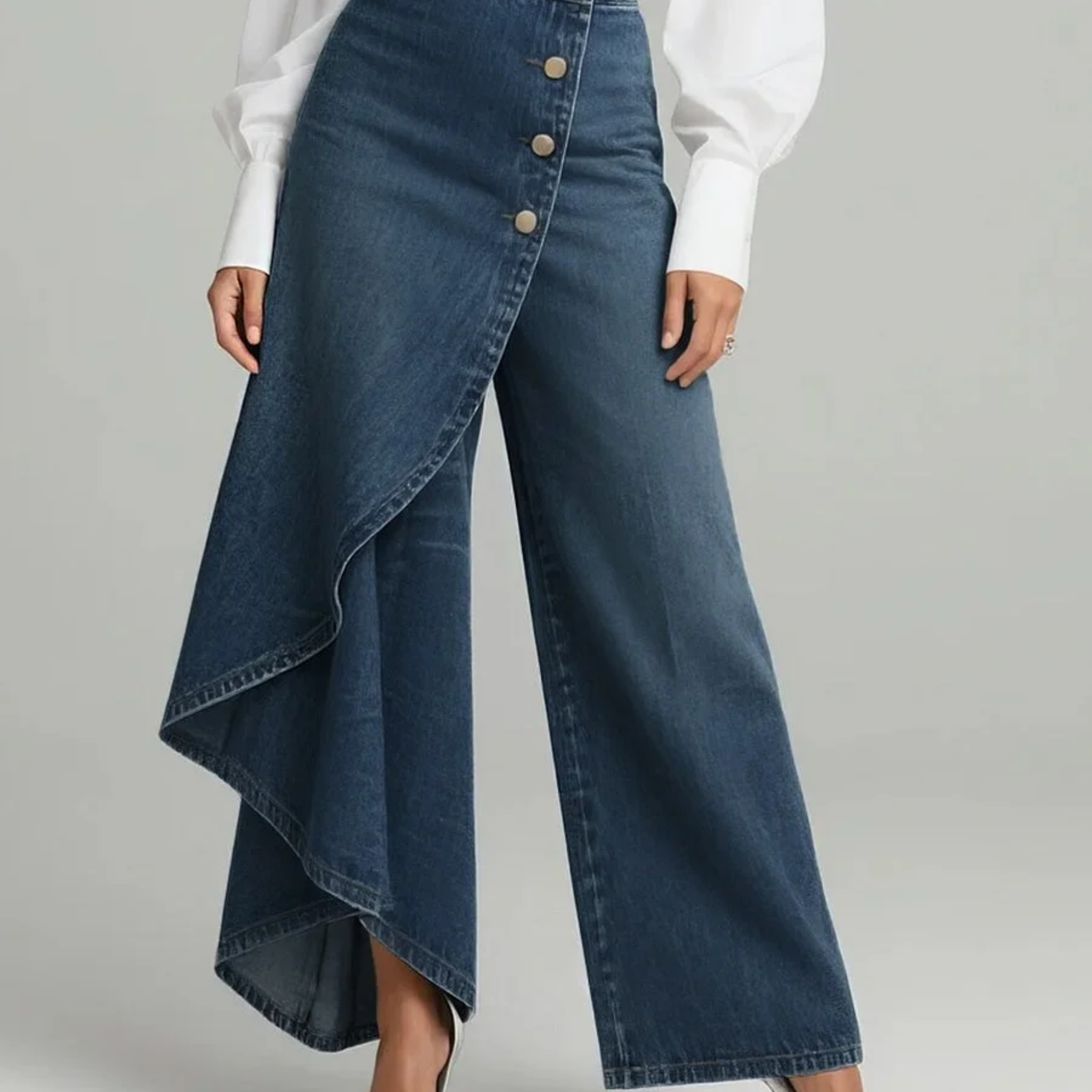 Calvra | Denim Wrap Trousers