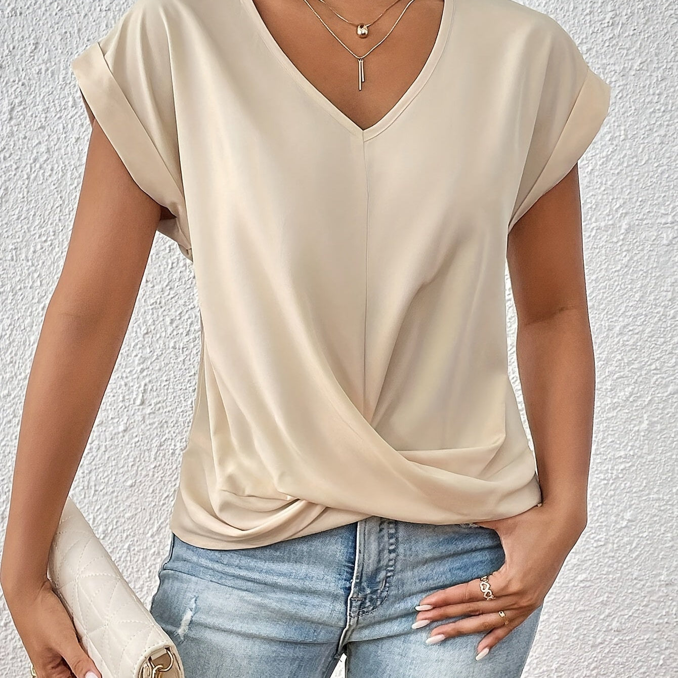 Violet | Twist Front V Neck Top