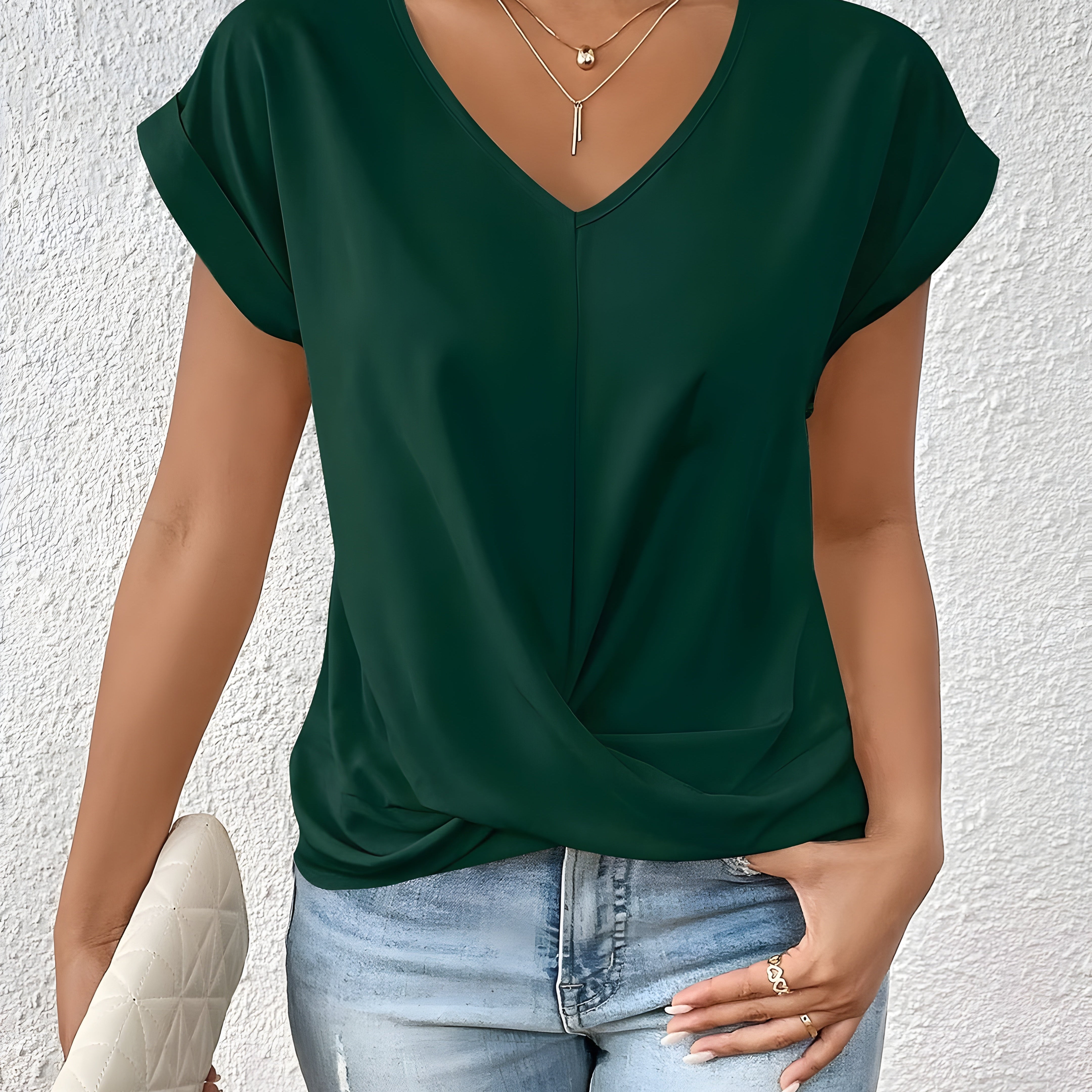 Violet | Twist Front V Neck Top