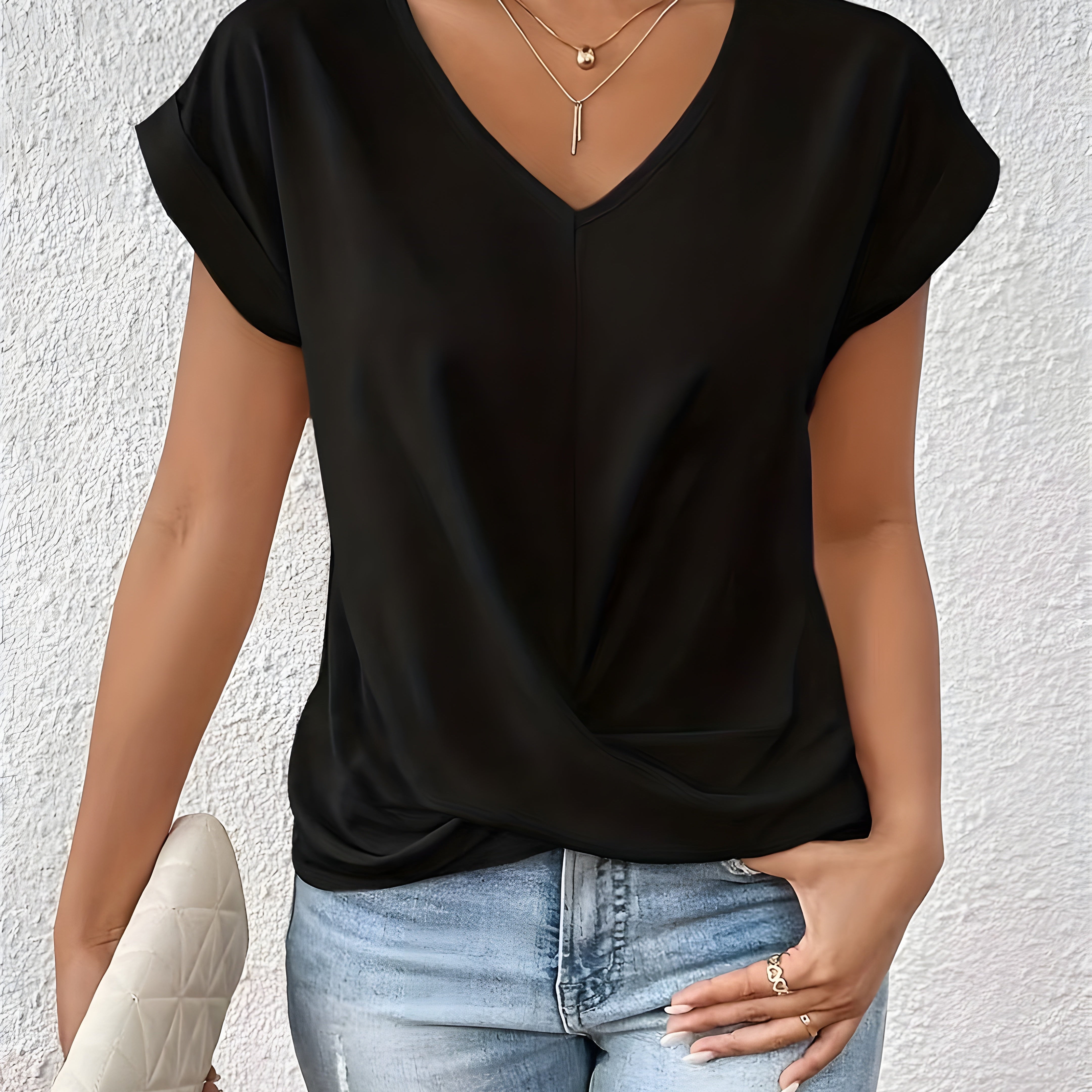 Violet | Twist Front V Neck Top