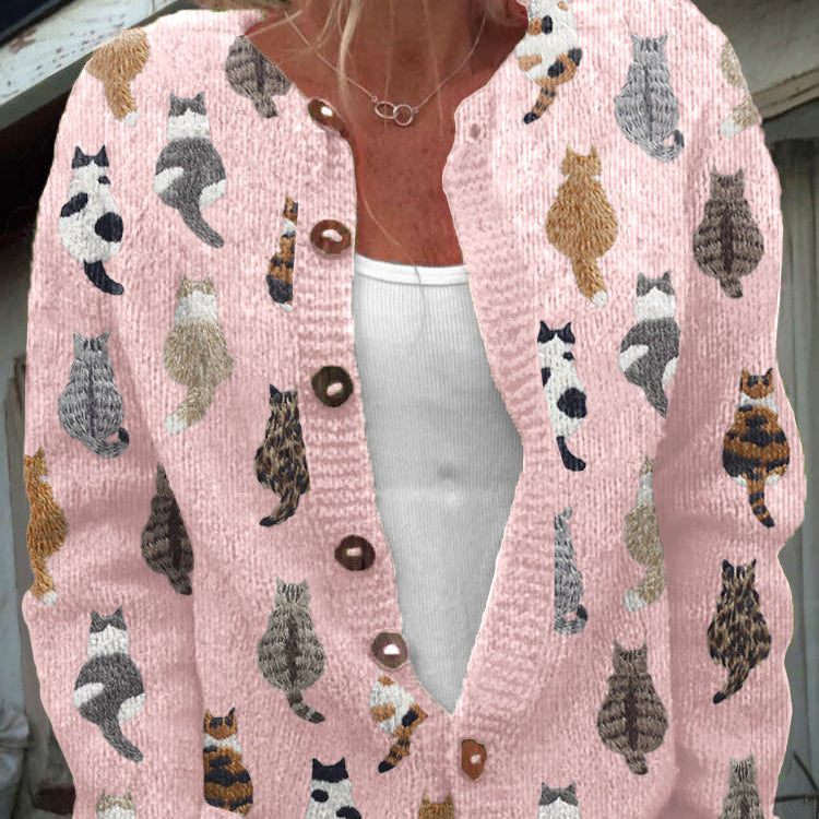 Charlotte | Cozy Cat Print Cardigan