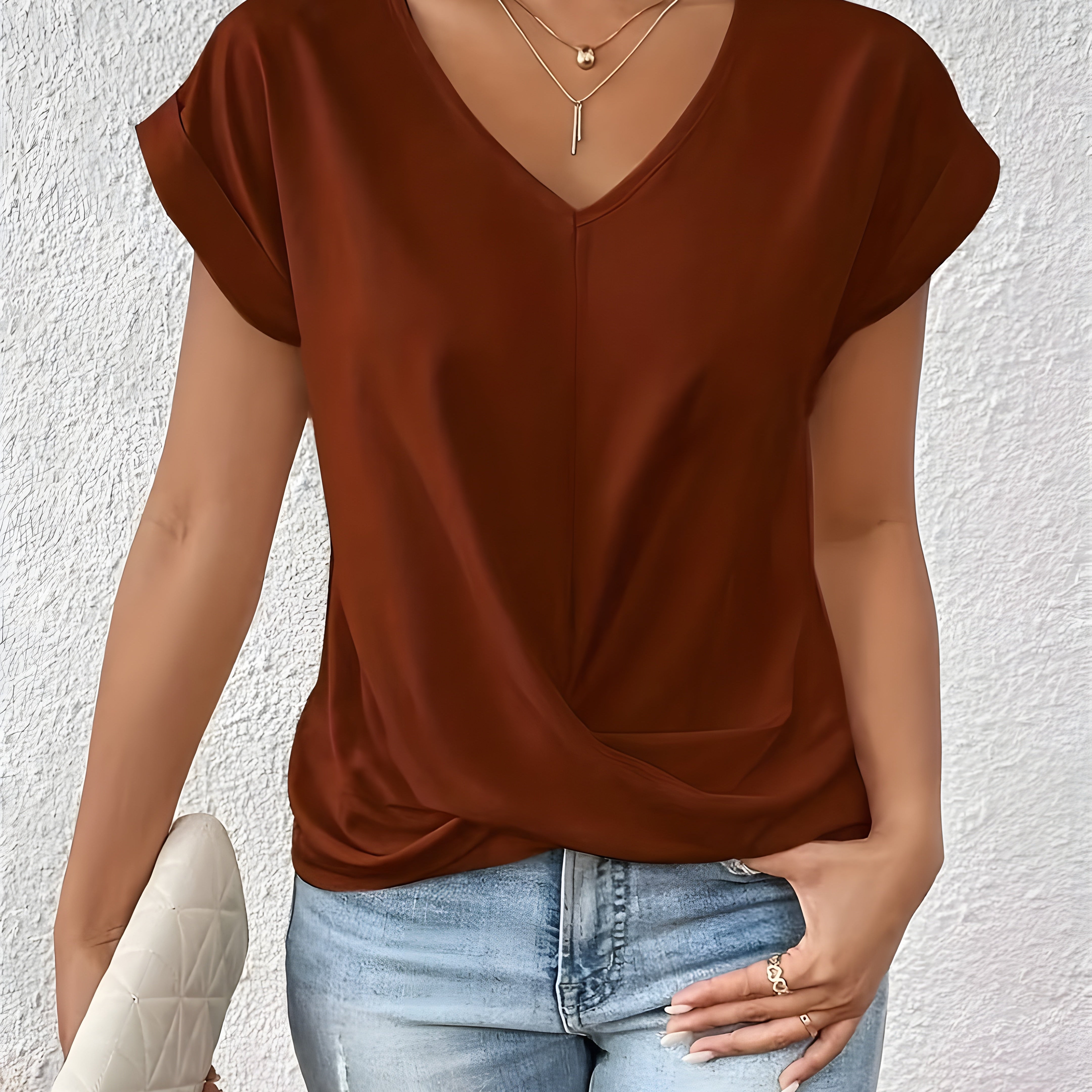 Violet | Twist Front V Neck Top