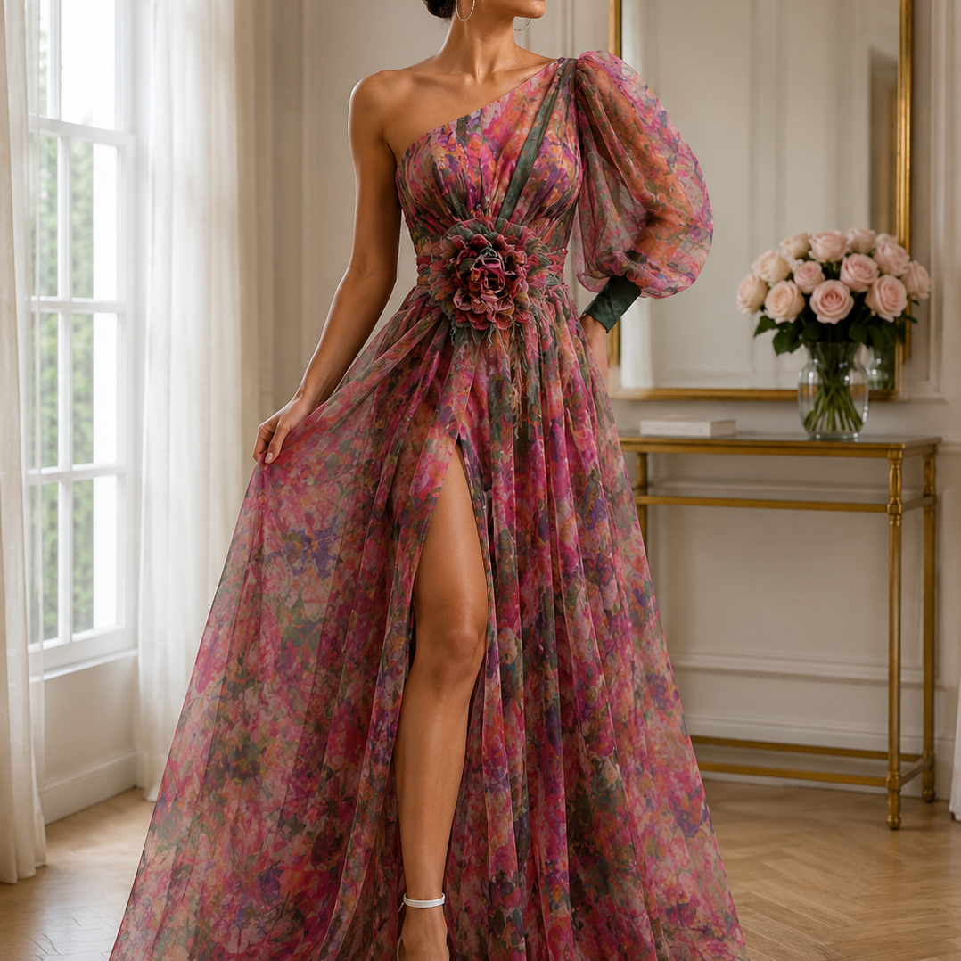 Amara™ | Asymmetrical One Sleeve Split Dress