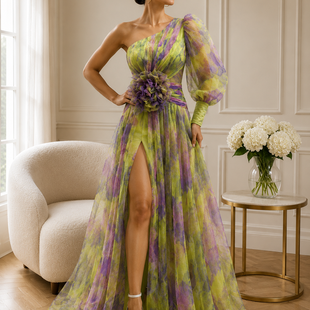 Amara™ | Asymmetrical One Sleeve Split Dress