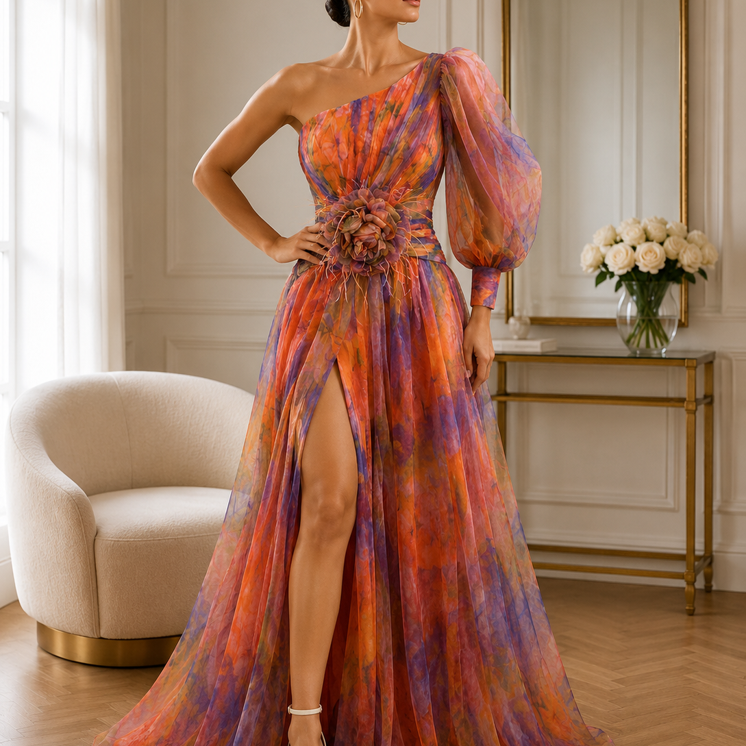 Amara™ | Asymmetrical One Sleeve Split Dress