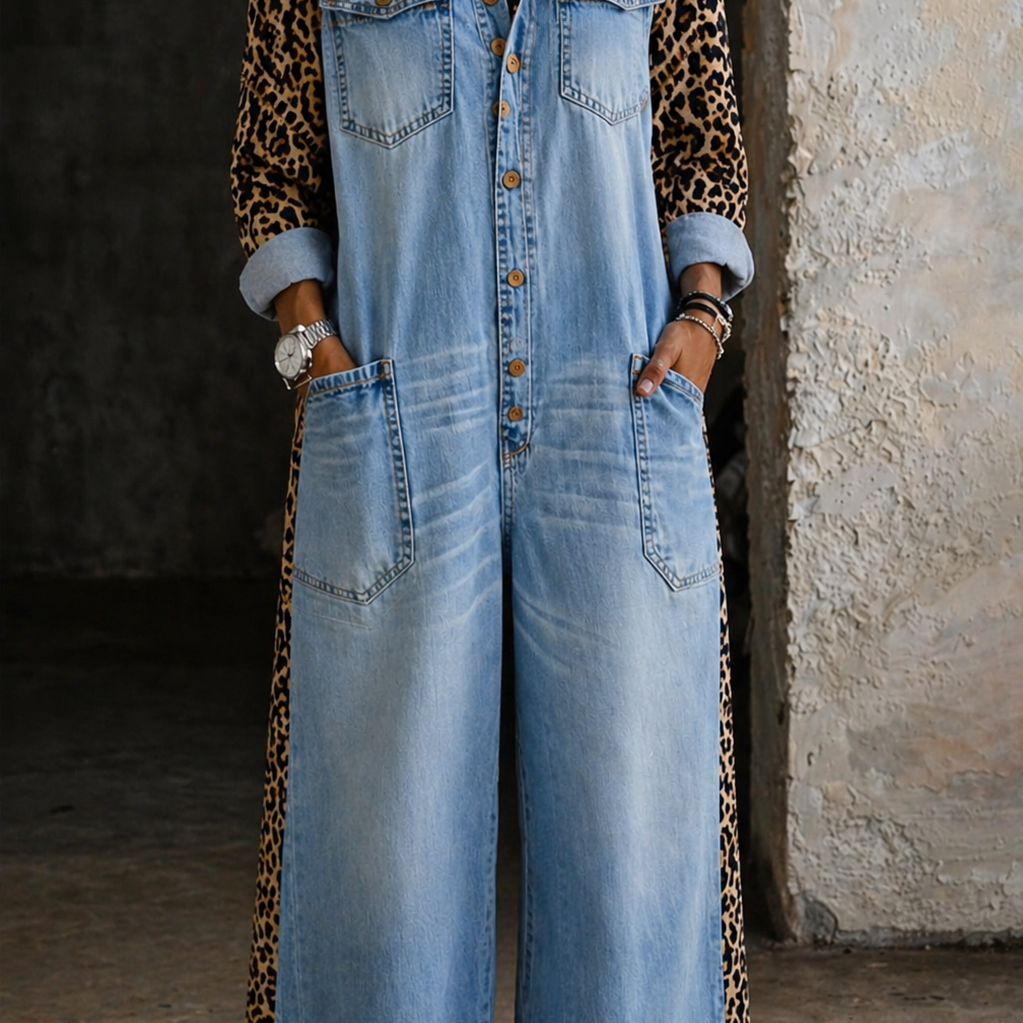 Delphi - One Piece Denim Shirt Jumpsuit