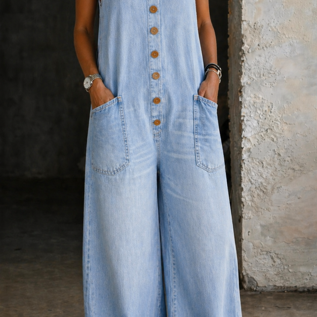 Mirelle - Vintage Washed Cotton Denim Overalls