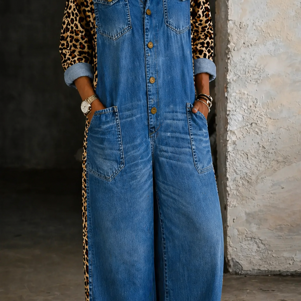 Delphi - One Piece Denim Shirt Jumpsuit