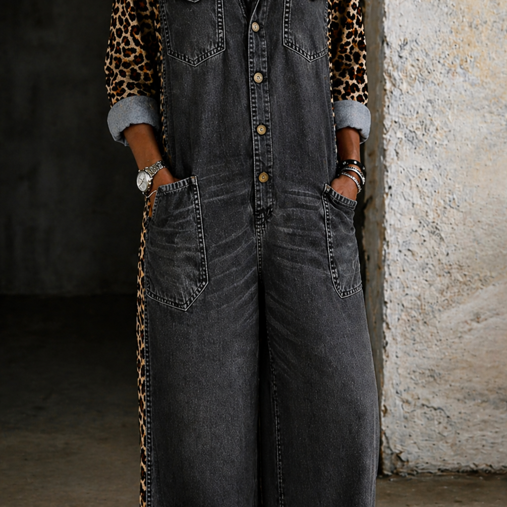 Delphi - One Piece Denim Shirt Jumpsuit