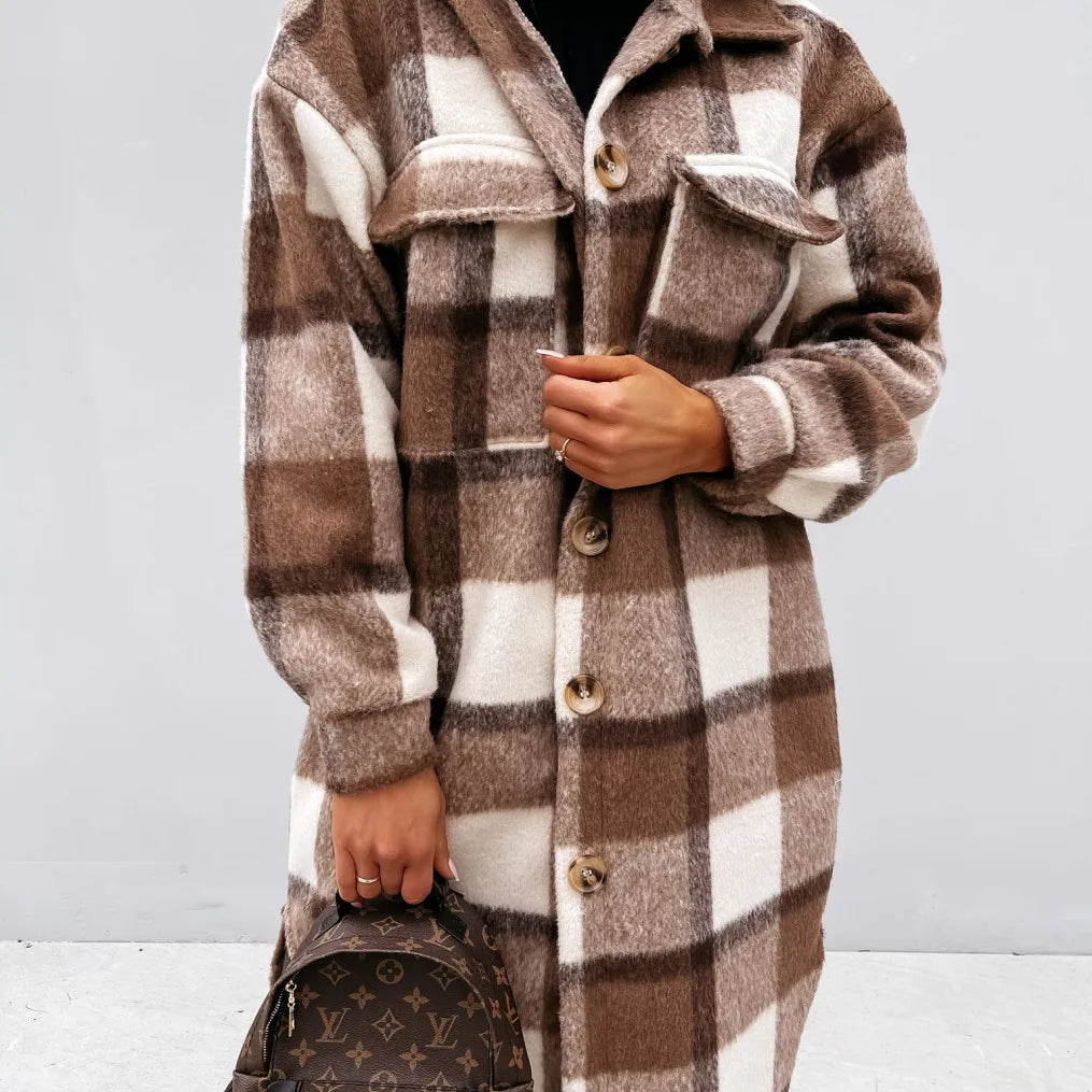 Elmwood Plaid Button Down Coat