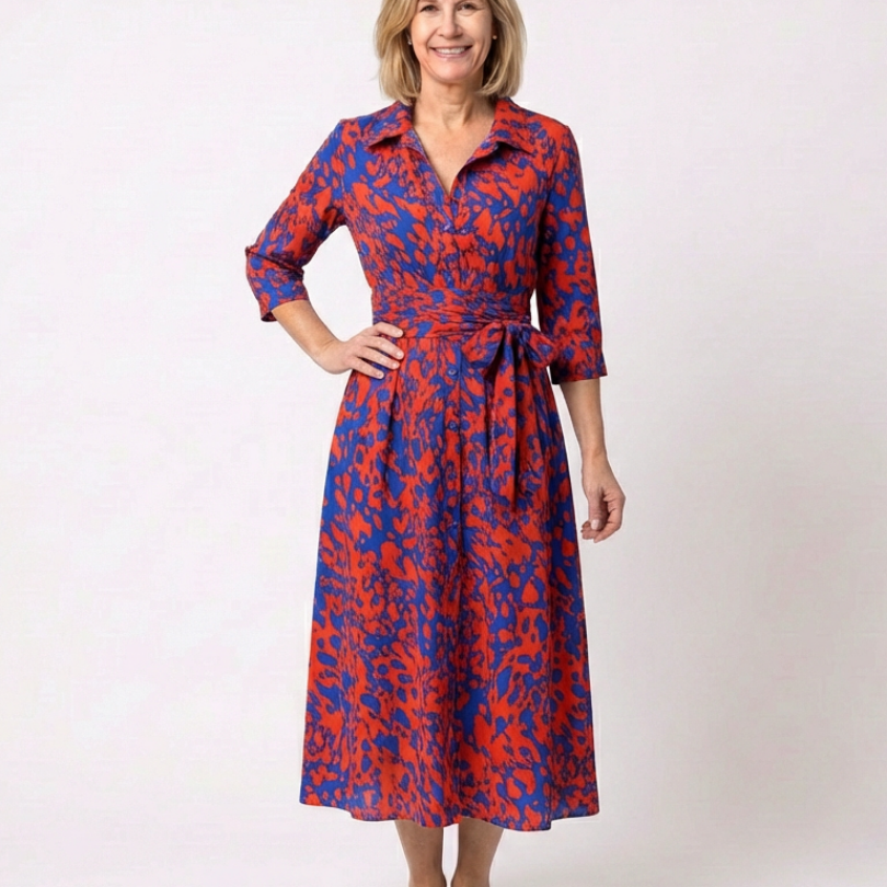 Celeste | Polished Midi Dress With Adjustable Waist