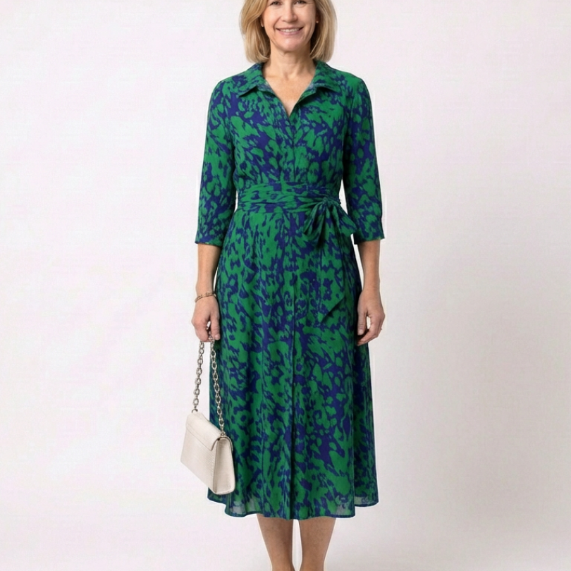 Celeste | Polished Midi Dress With Adjustable Waist