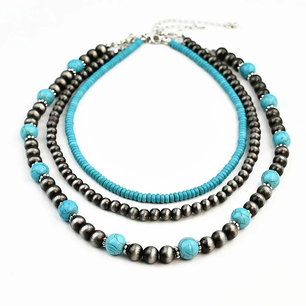 Elowen | 3-Piece Layered Turquoise Necklace Set
