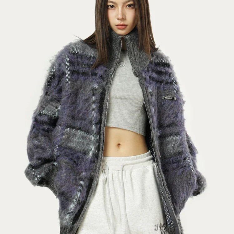 Astoria Oversized Plaid Knit Cardigan
