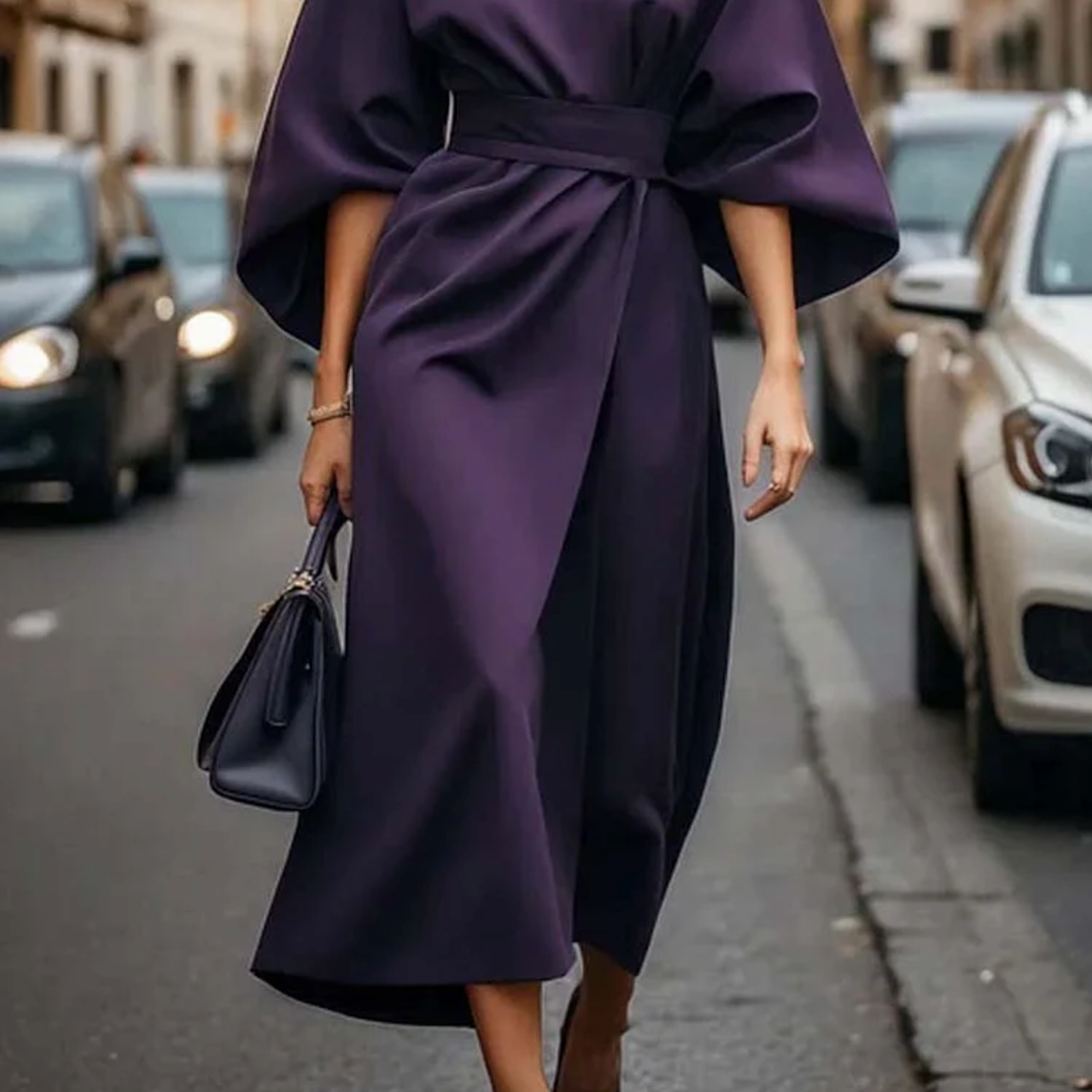 Maya™ | Elegant Lantern Sleeve Dress