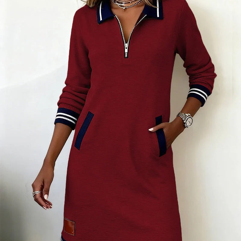 Lorena | Zip Collar Sweatshirt Dress