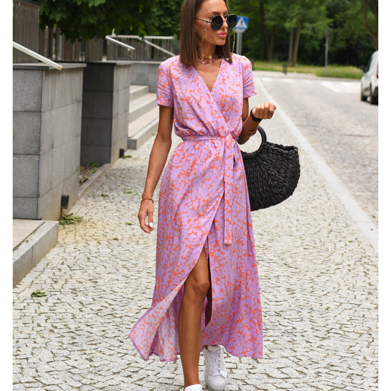 Talia™ | Stylish V-Neck Floral Dress