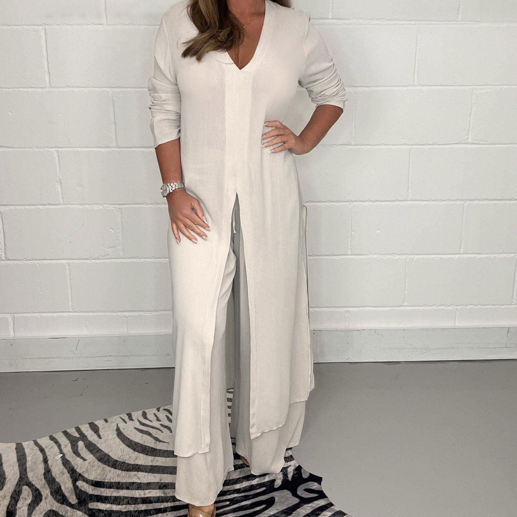 Ava | Two Piece Long Top and Trousers